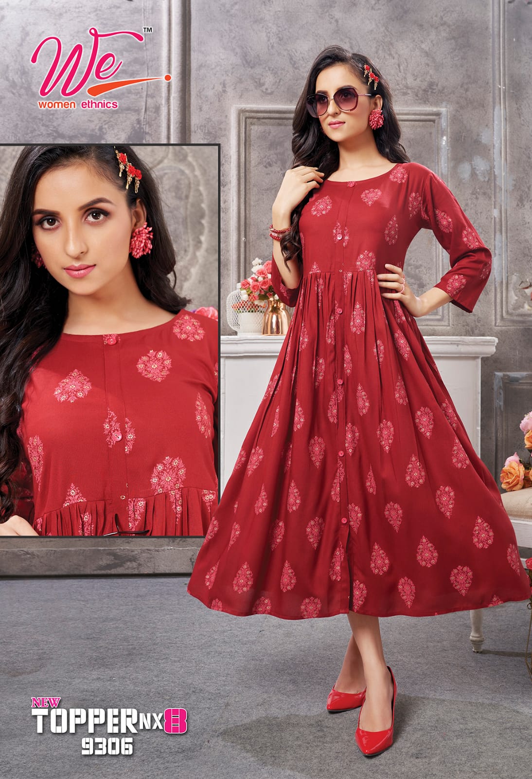 We Topper Nx 8 Printed Regular Wear Wholesale Designer Kurtis
